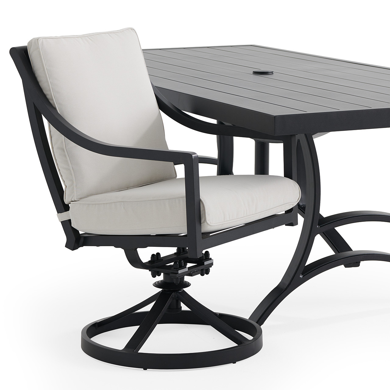 Hill Country Aged Bronze Aluminum and Cushion 7 Piece Combo Dining Set + 84 x 42 in. Table -
