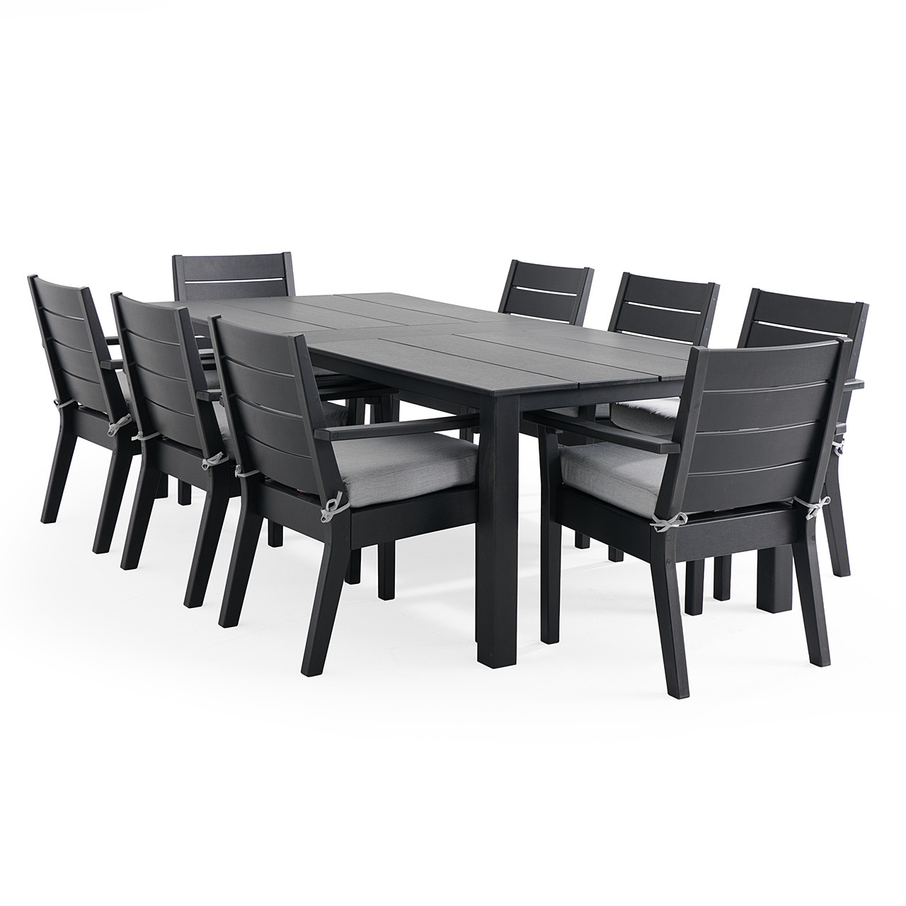 Montauk Polymer with Cushions 9 Piece Dining Set + 96 x 44 in. Table