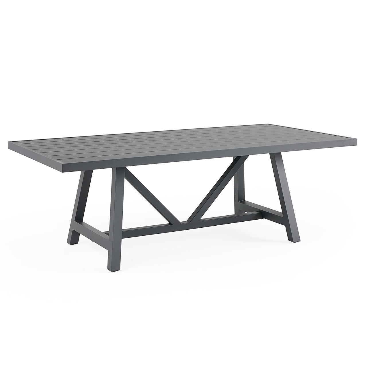 Montecito Charcoal Aluminum with Cushions 7 Piece Combo Dining Set + 84 x 42 in. Table