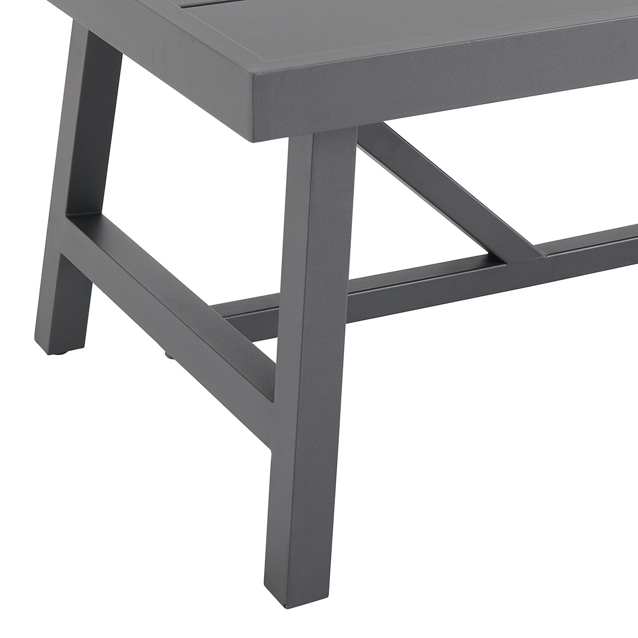 Montecito Charcoal Aluminum with Cushions 4 Piece Swivel Loveseat Group + 48 x 26 in. Coffee Table