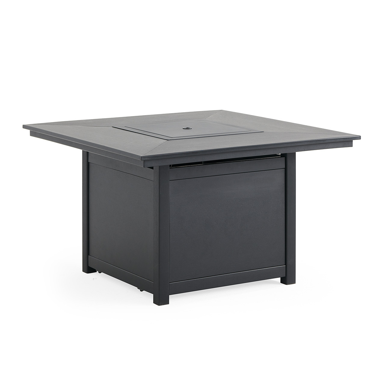 Montauk Polymer with Cushions 6 Piece Modular Sofa Group + 42 in. Sq. LP Gas Fire Pit