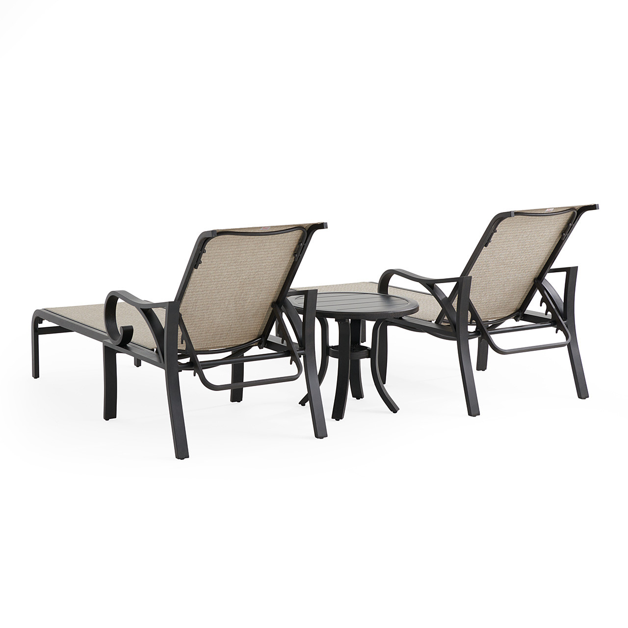 Key West Rustic Bronze Aluminum with Sling 3 Piece Chaise Lounge Set + 24 in. D End Table