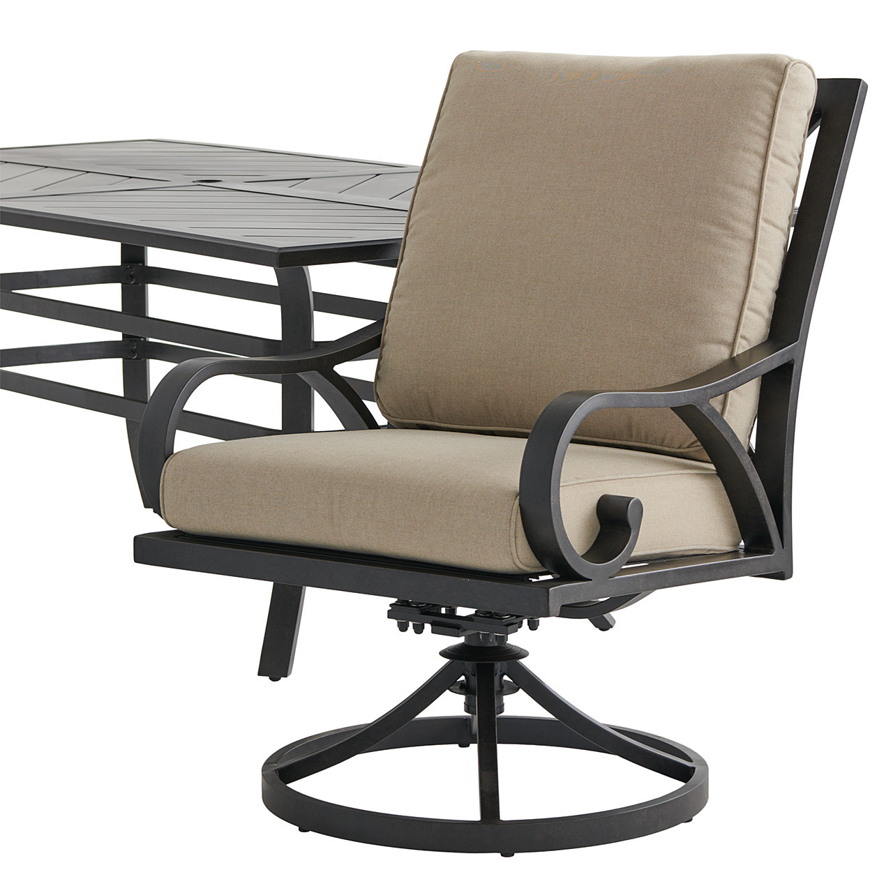 Key West Rustic Bronze Aluminum with Cushions 7 Piece Combo Dining Set + 82 x 41 in. Table