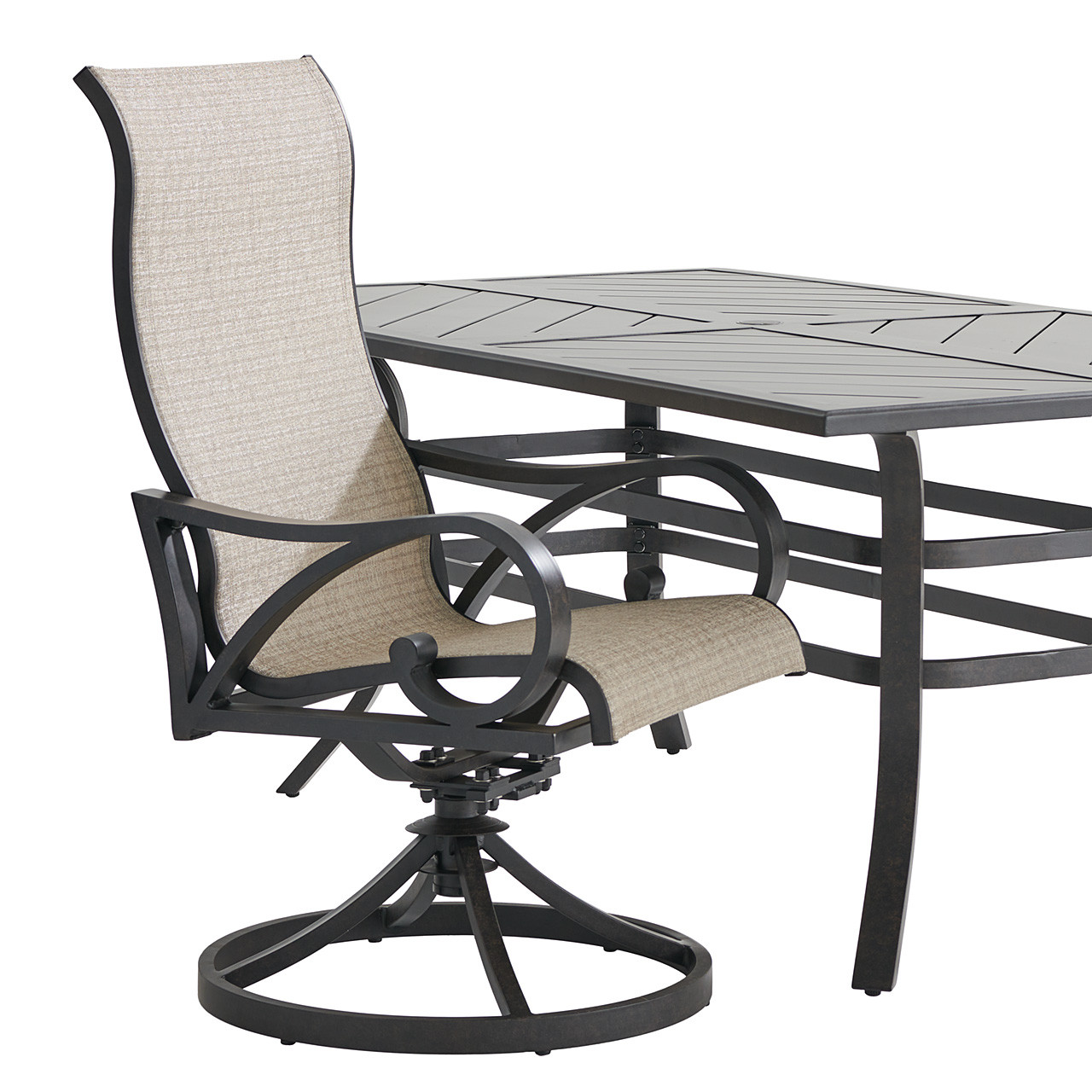 Key West Rustic Bronze Aluminum with Sling 7 Piece Combo Dining Set + 70 x 40 in. Table