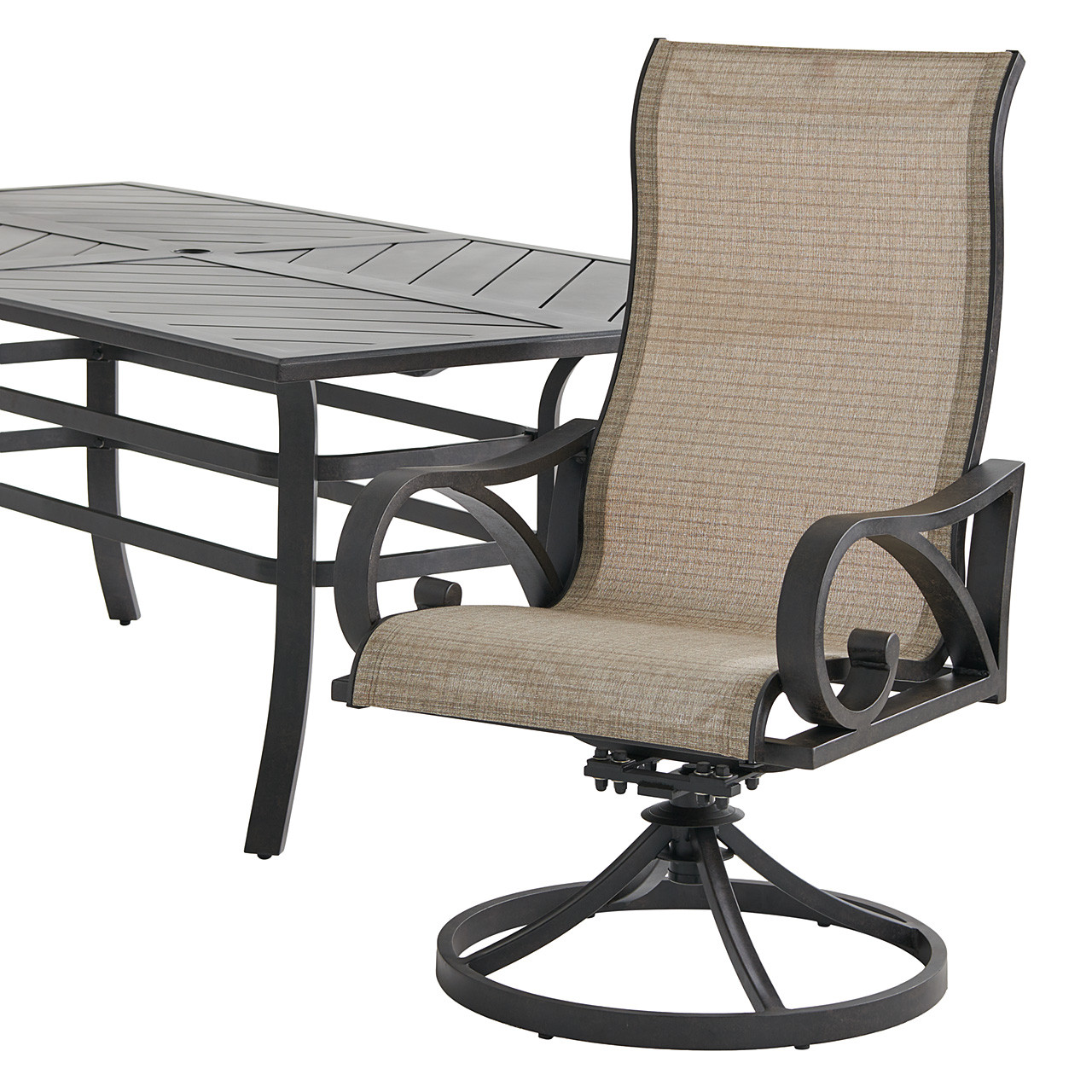 Key West Rustic Bronze Aluminum with Sling 7 Piece Combo Dining Set + 82 x 41 in. Table