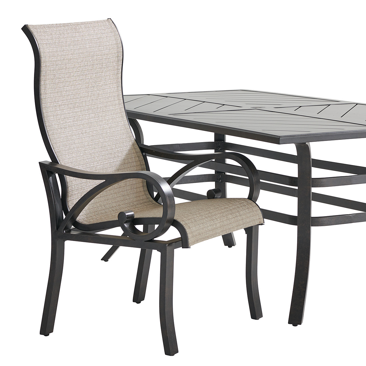 Key West Rustic Bronze Aluminum with Sling 7 Piece Dining Set + 70