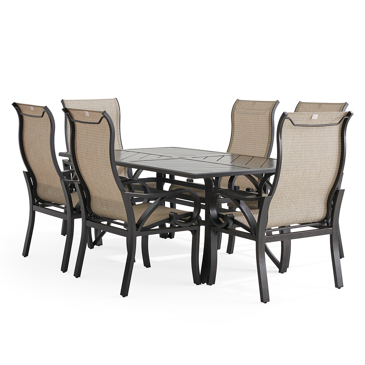 Key West Rustic Bronze Aluminum with Sling 7 Piece Dining Set + 70