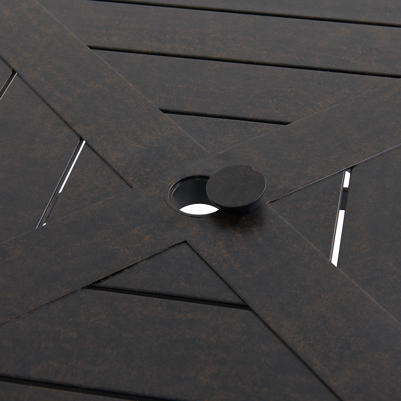 Fairmont Rustic Bronze Aluminum with Cushions 9 Piece Dining Set + 66 in. Sq. Table