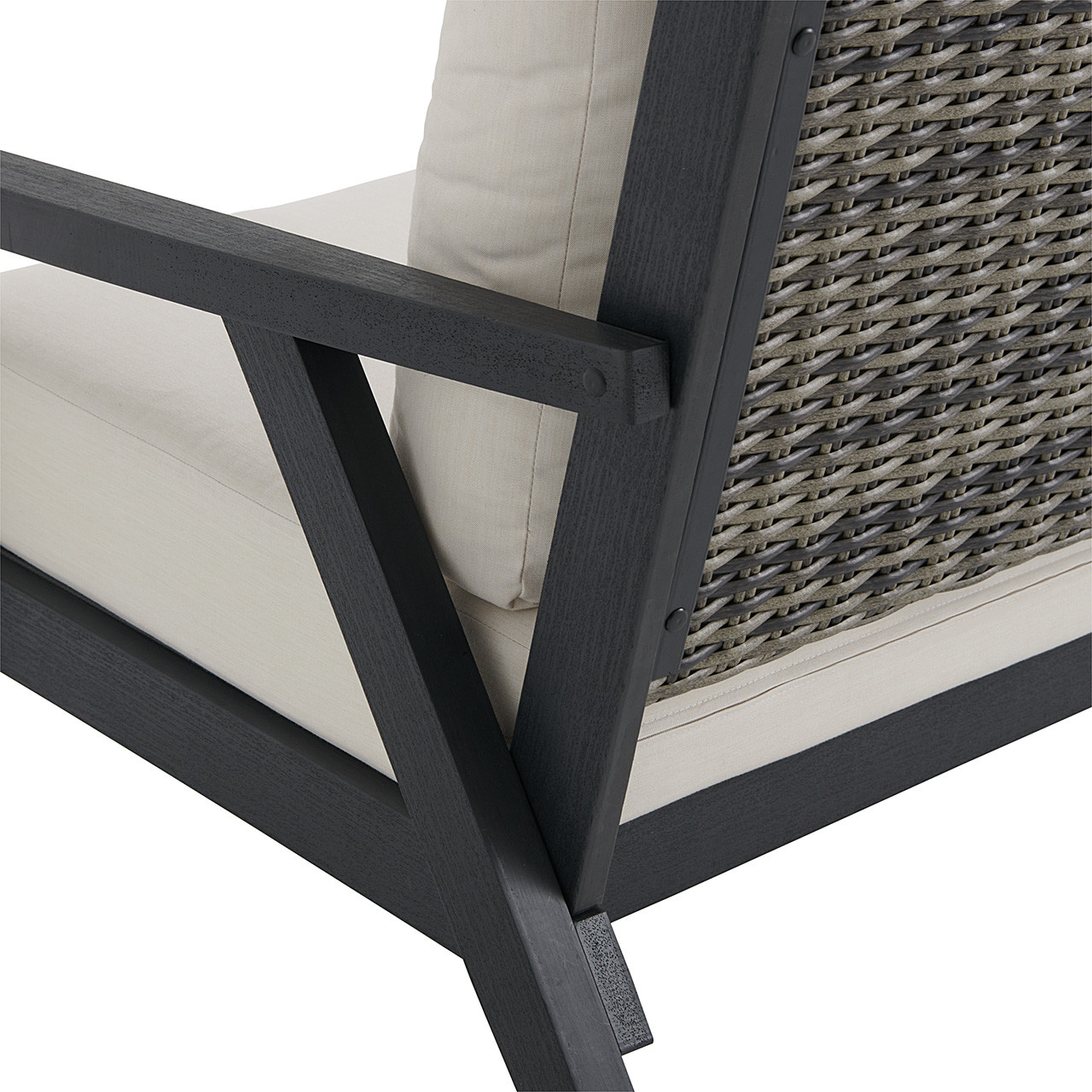 Nantucket Black Polymer and Wicker with Cushions Loveseat