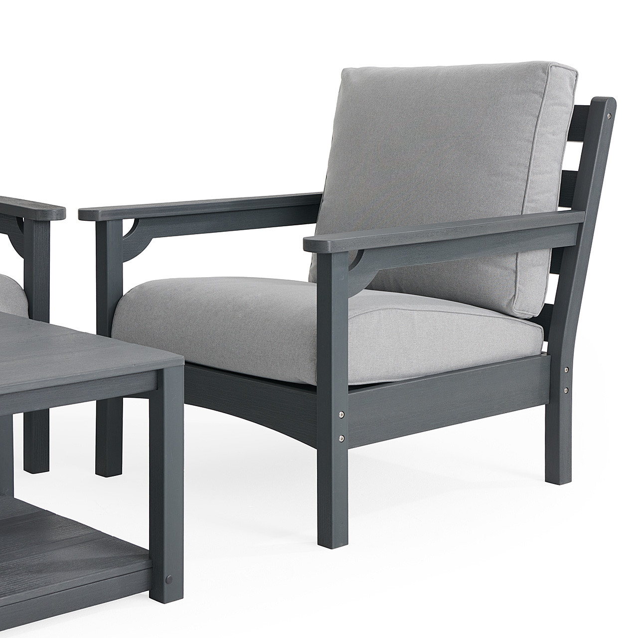 Sag Harbor Dark Grey Polymer with Ash Cushions 4 Piece Sofa Group