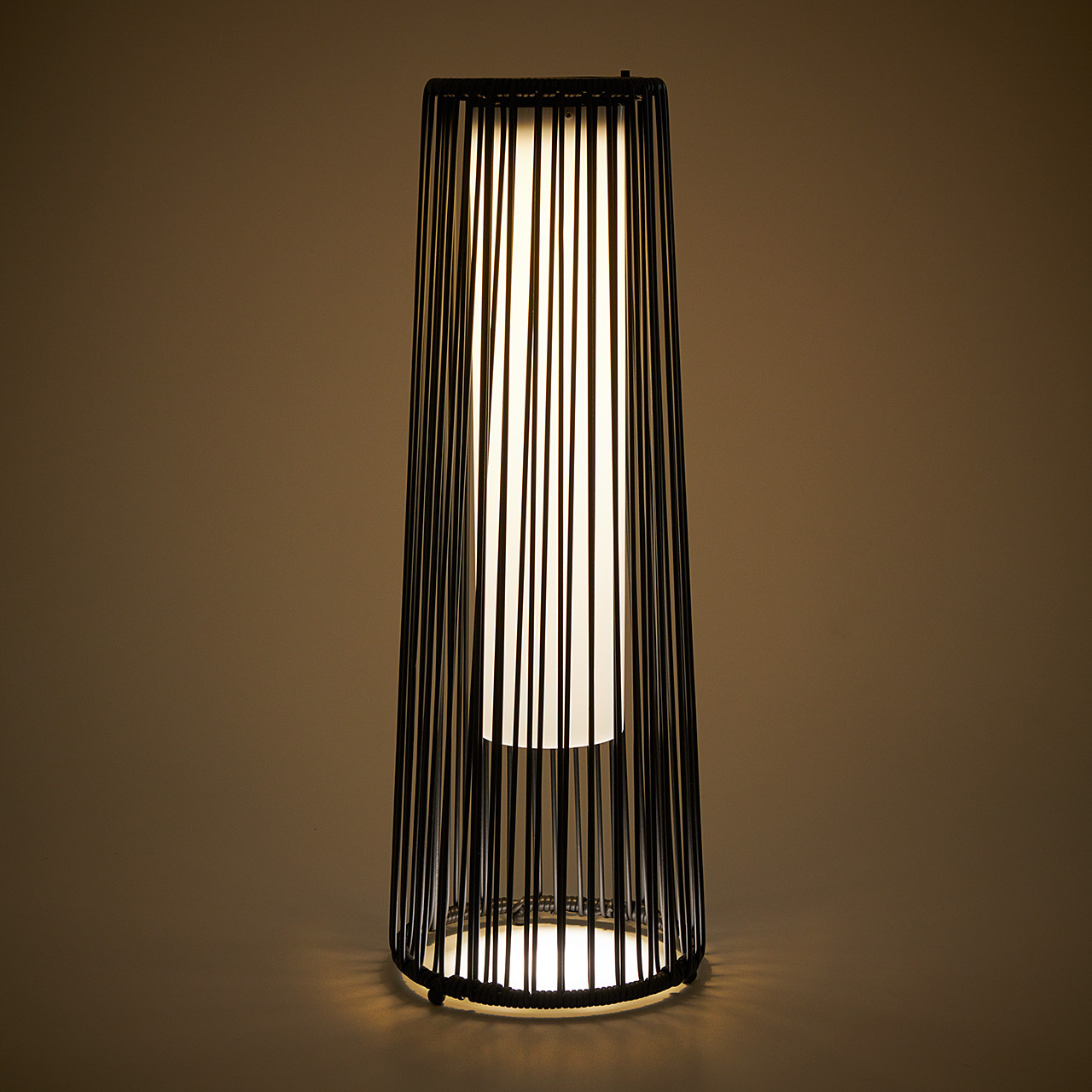 23.6 in. Black Wicker Solar Lamp