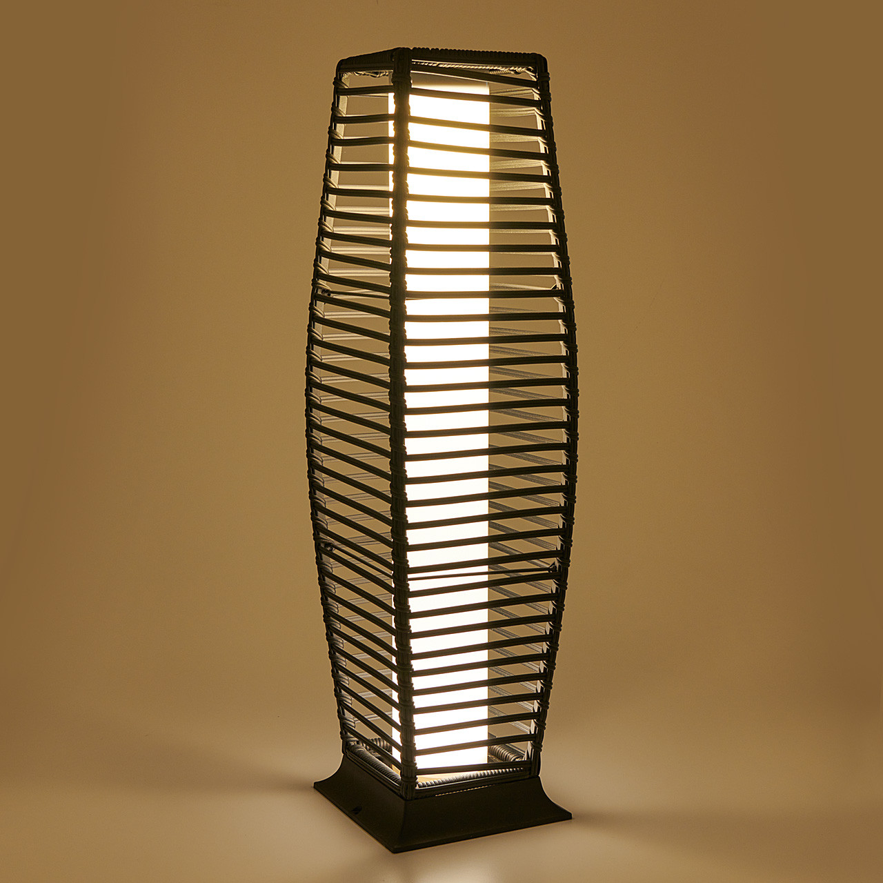 26.8 in. Black Wicker Solar Lamp