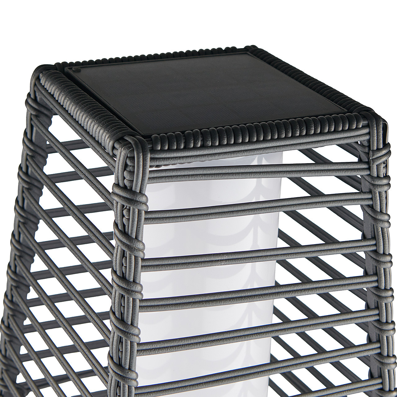 26.8 in. Black Wicker Solar Lamp