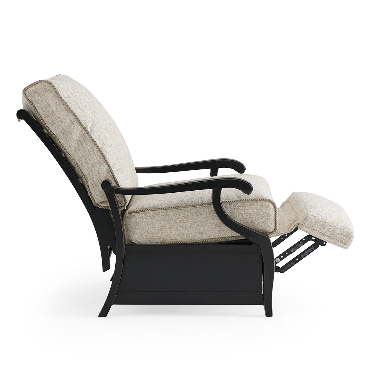 Turin Tawney Cast Aluminum with Charlotte Sparrow Cushions Club Recliner
