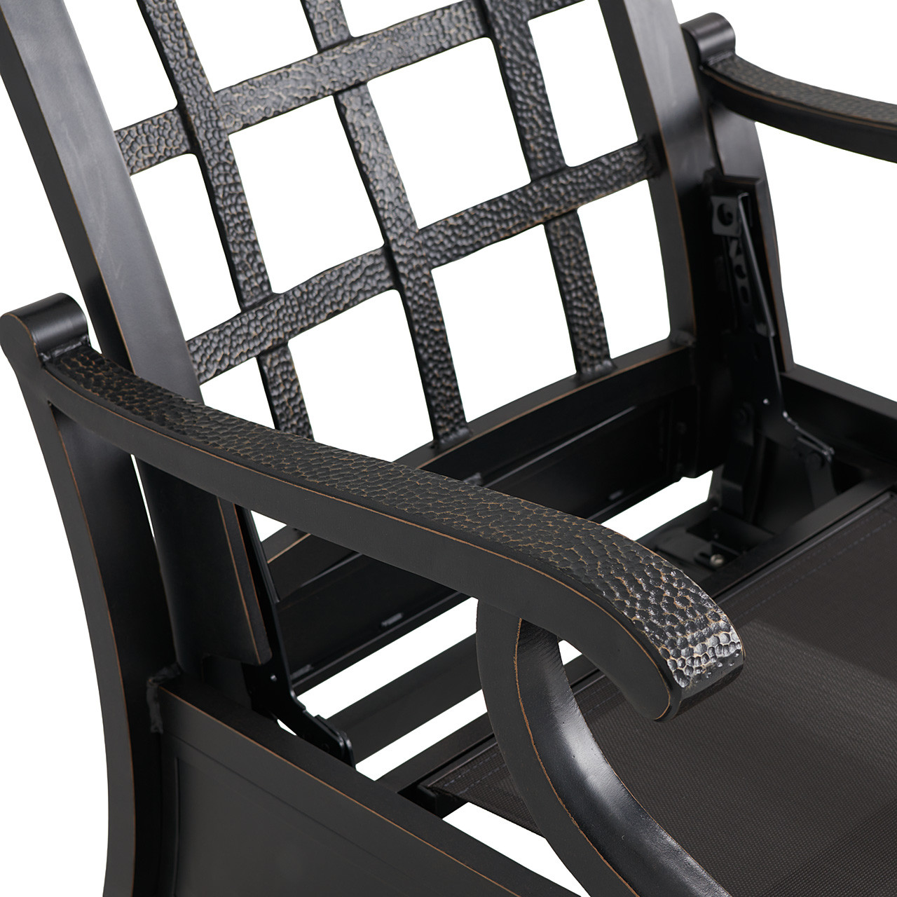Turin Tawney Aluminum with Charlotte Sparrow Cushions 3 Piece Club Recliner Set with 26 in. Sq. Side Table