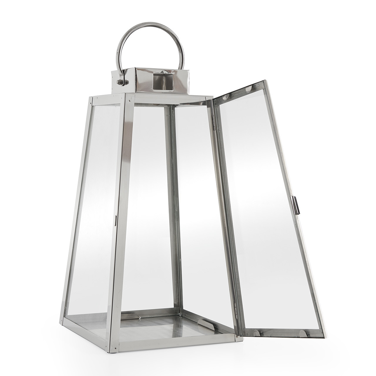 Tapered Prism Lantern, Stainless Steel - 17 in
