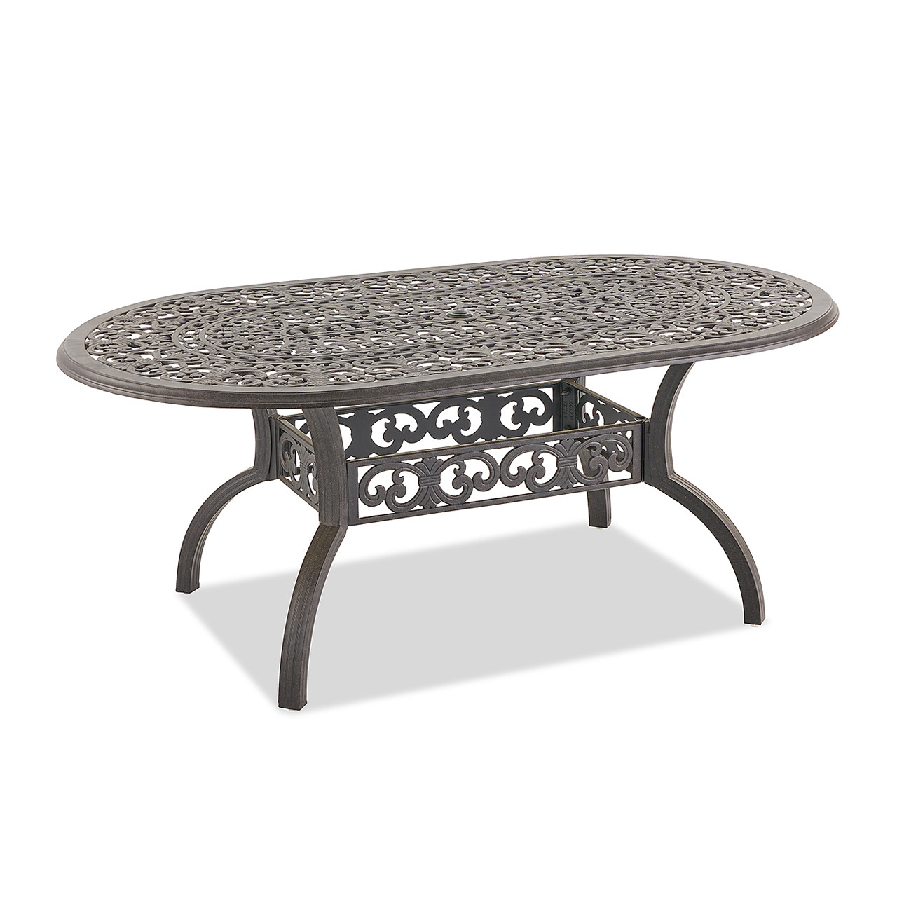 Milan Aged Bronze Cast Aluminum with Cushions 7 Piece Swivel Combo Dining Set + 72 x 42 in. Table