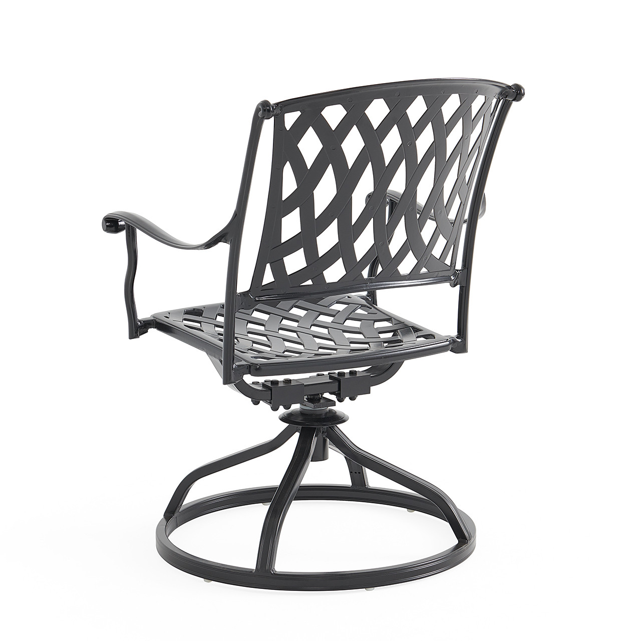 Tivoli Matte Black Cast Aluminum with Cushions 5 Piece Swivel Dining Set + 48 in. D Table