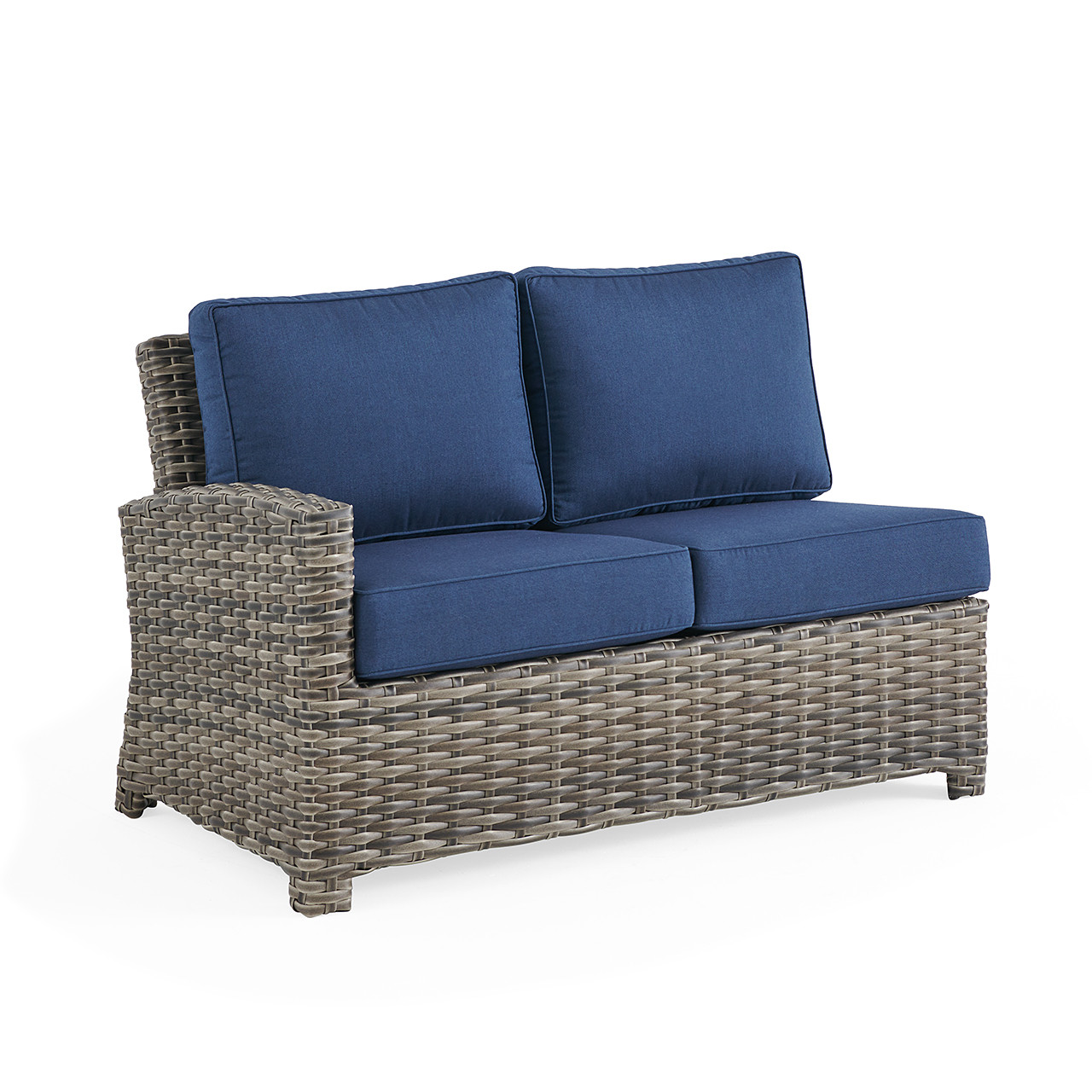 Sonoma Husk Outdoor Wicker with Cushions 8 Piece U-Shape Sectional + 42 in. Sq. Sintered Fire Pit