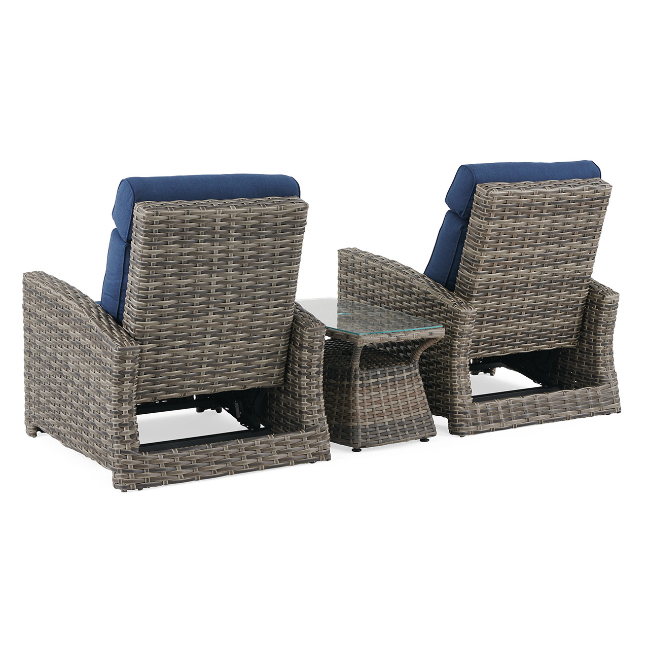 Sonoma Husk Outdoor Wicker with Cushions 3 Piece Recliner Set + 32 x 18 in. Side Table