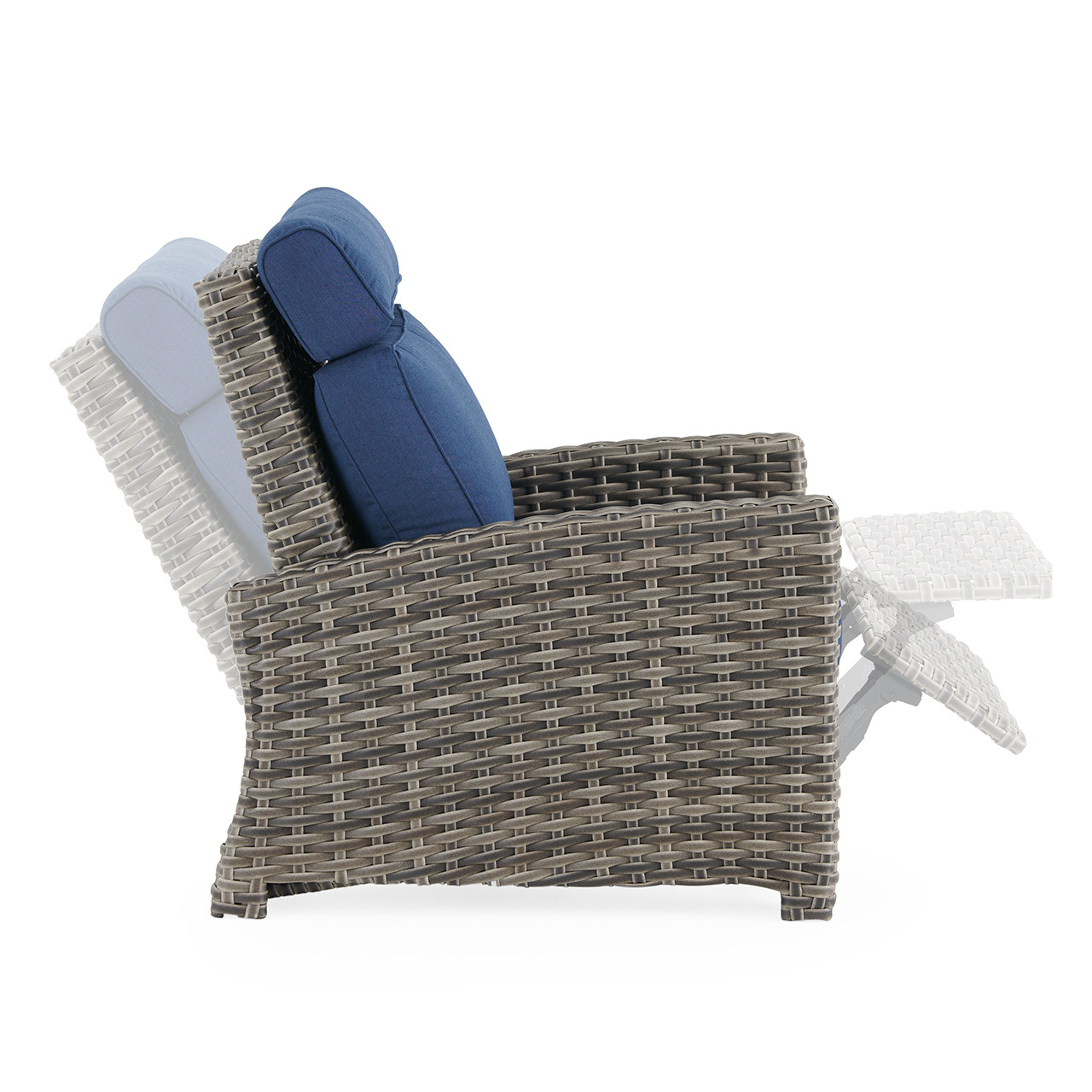 Sonoma Husk Outdoor Wicker with Cushions 3 Piece Recliner Set + 32 x 18 in. Side Table