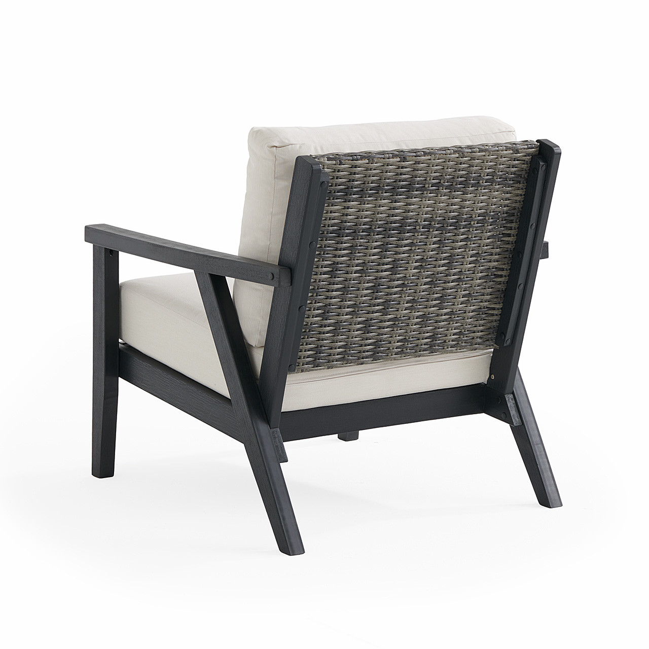 Nantucket Black Polymer and Wicker with Cushions 4 Piece Sofa Group + 42 x 24 in. Coffee Table