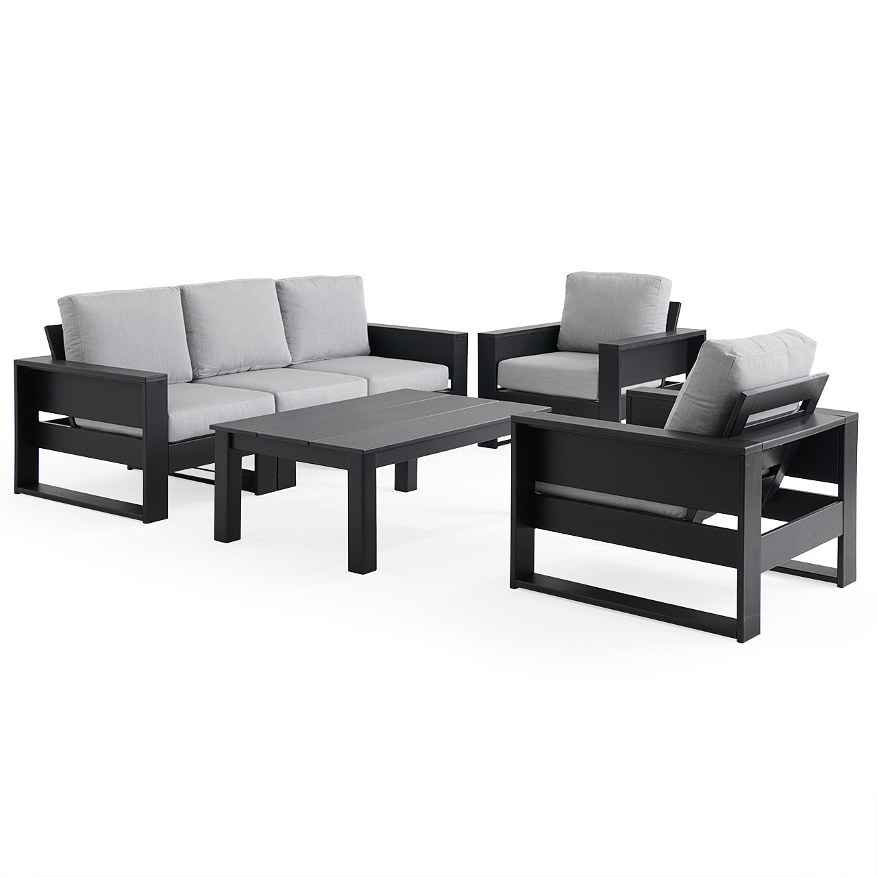 Montauk Polymer with Cushions 6 Piece Modular Sofa Group + 48 x 32 in. Coffee Table