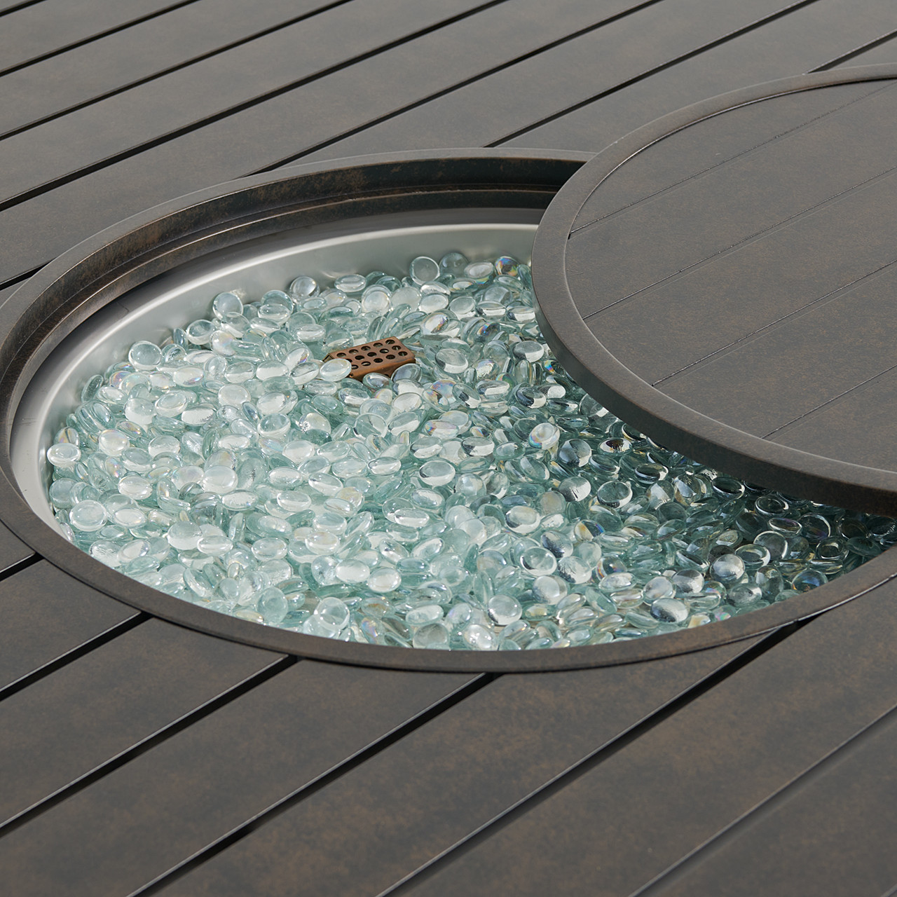 Fairmont Rustic Bronze Aluminum Round Gas Fire Pit, 54 in. Diameter