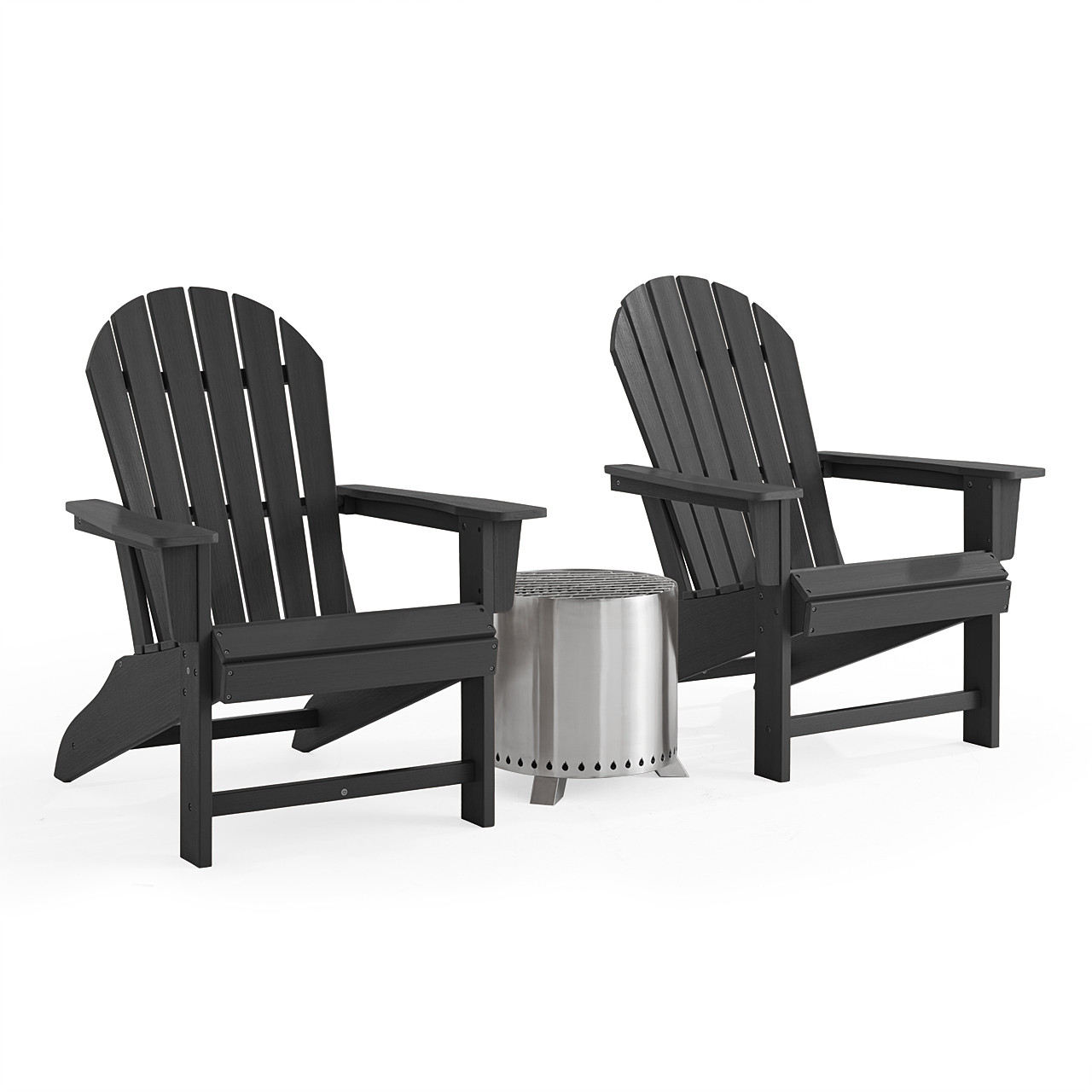 Lakeside 3-Piece Adirondack Chair Set wih 16 in. Smokeless Fire Pit