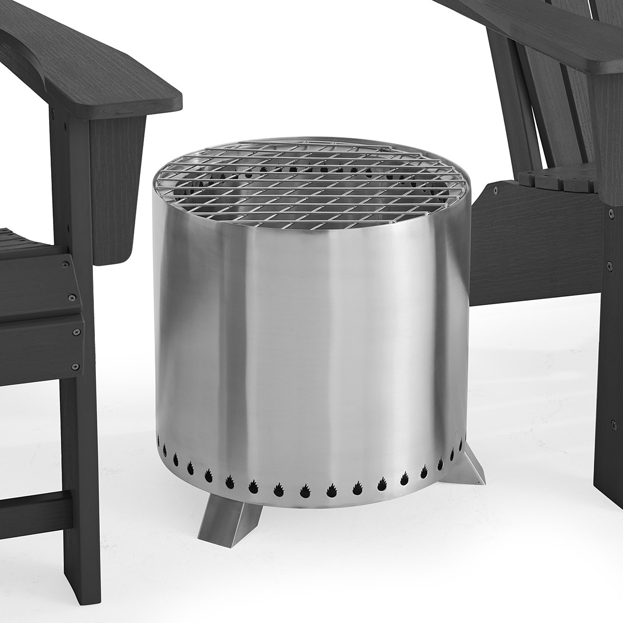 Lakeside 3-Piece Adirondack Chair Set wih 16 in. Smokeless Fire Pit