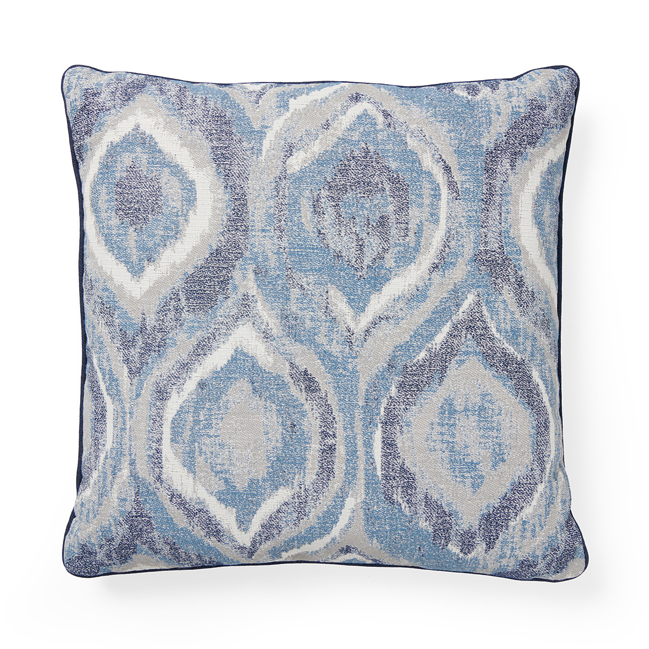 18 in. Blue Ikat Outdoor Throw Pillow