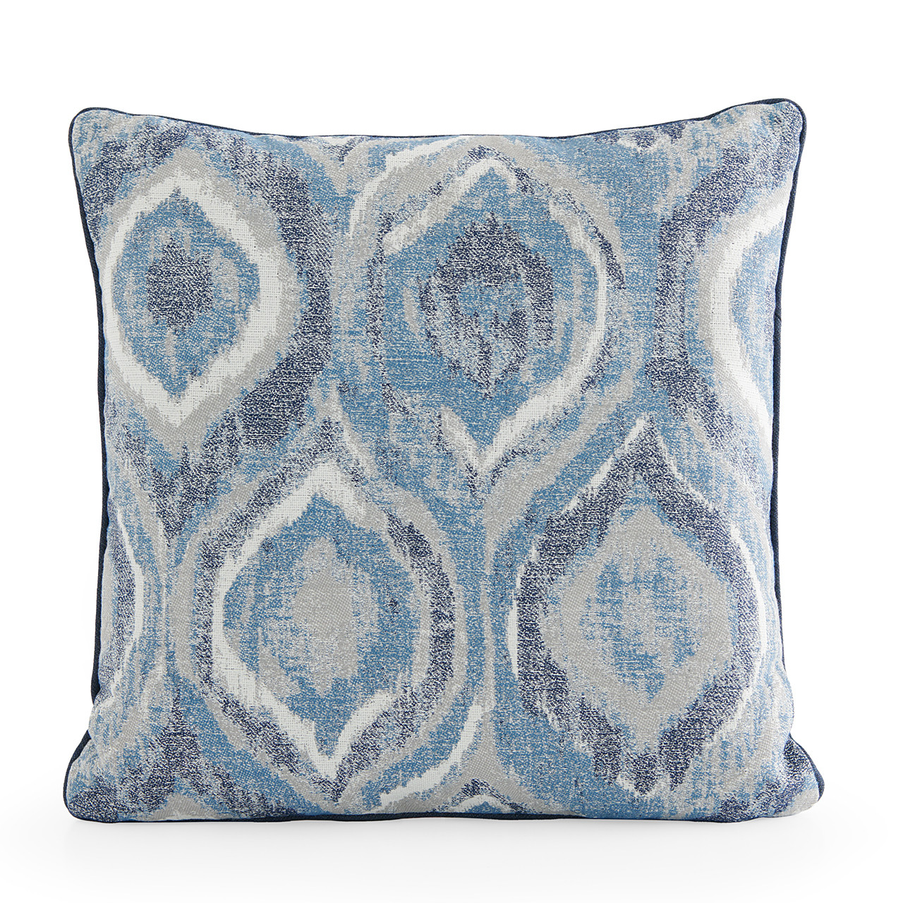 18 in. Blue Ikat Outdoor Throw Pillow