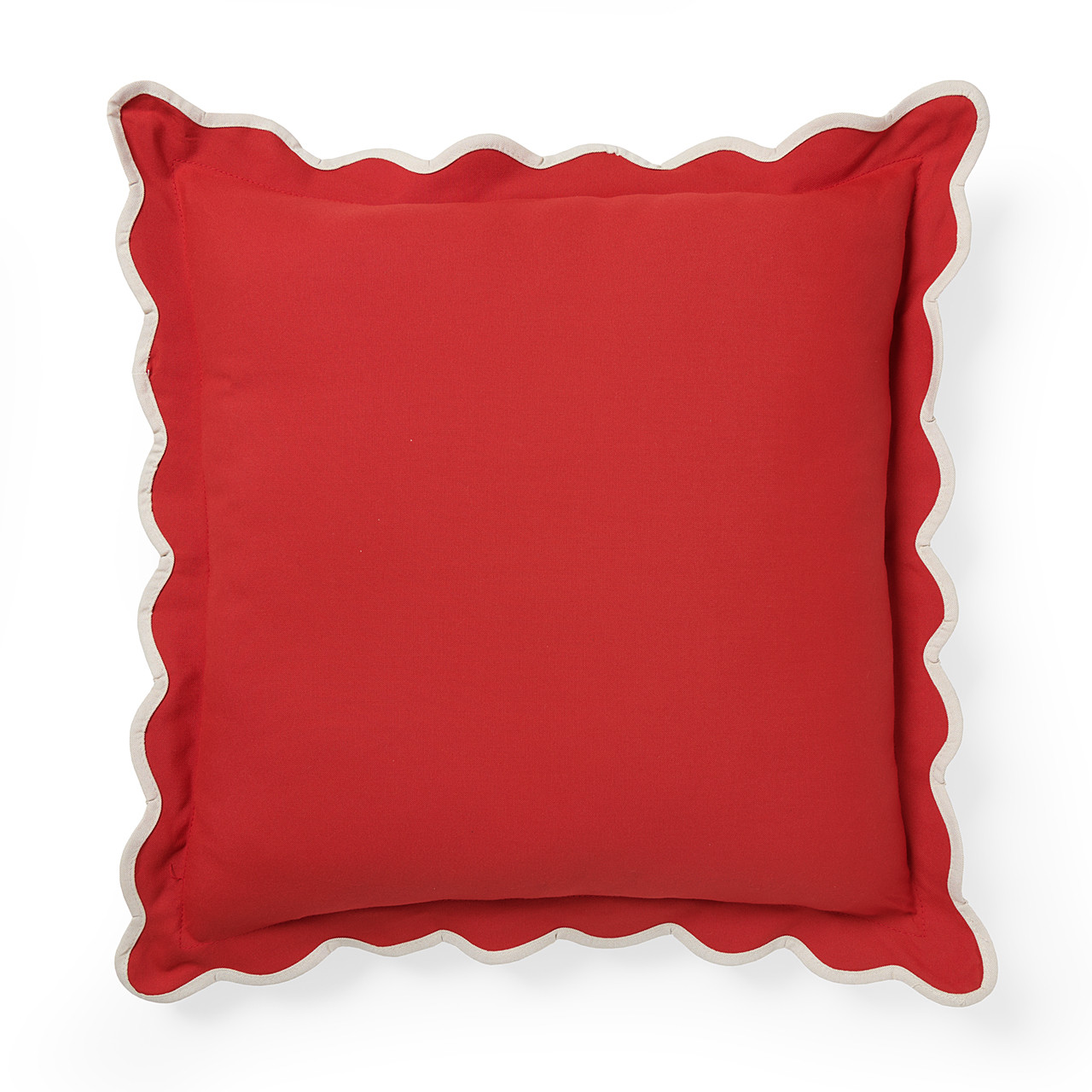 20 in. Red Scalloped-Edge Outdoor Throw Pillow