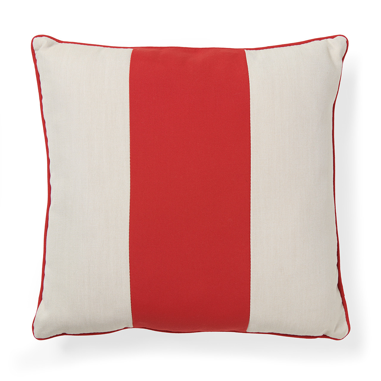 18 in. Red Block-Stripe Outdoor Throw Pillow