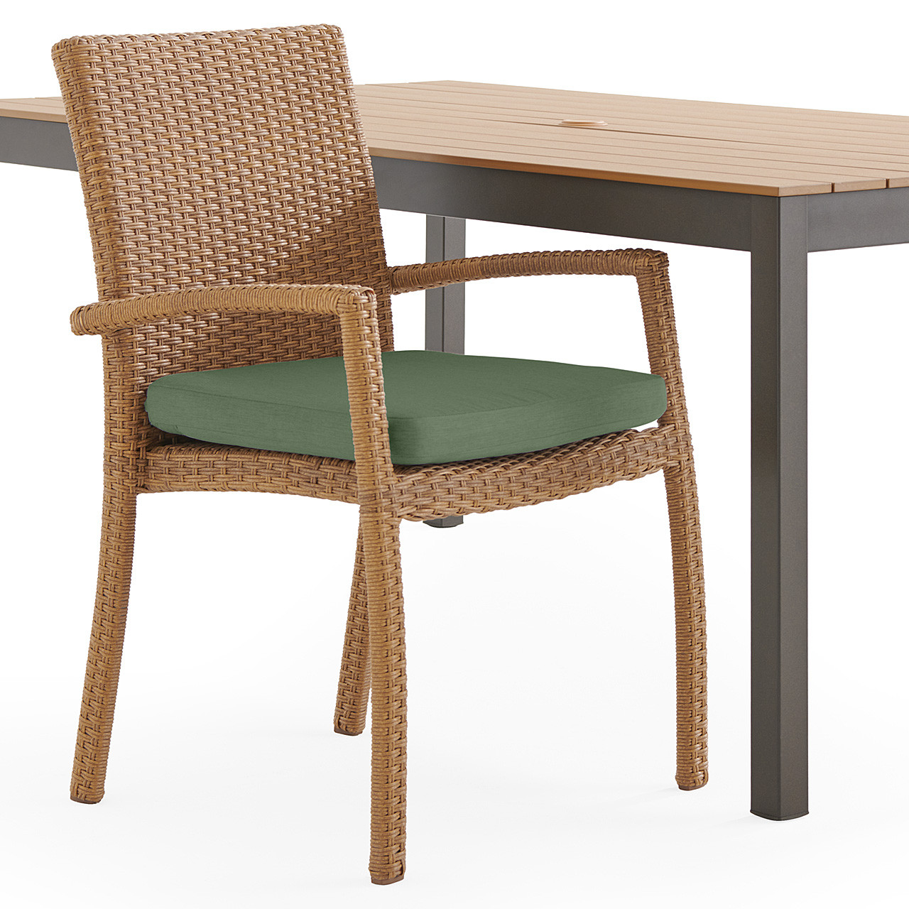 Sonoma Natural Outdoor Wicker 7 Piece Dining Set with Cushions and Rectangular Table, 72 x 40 in.