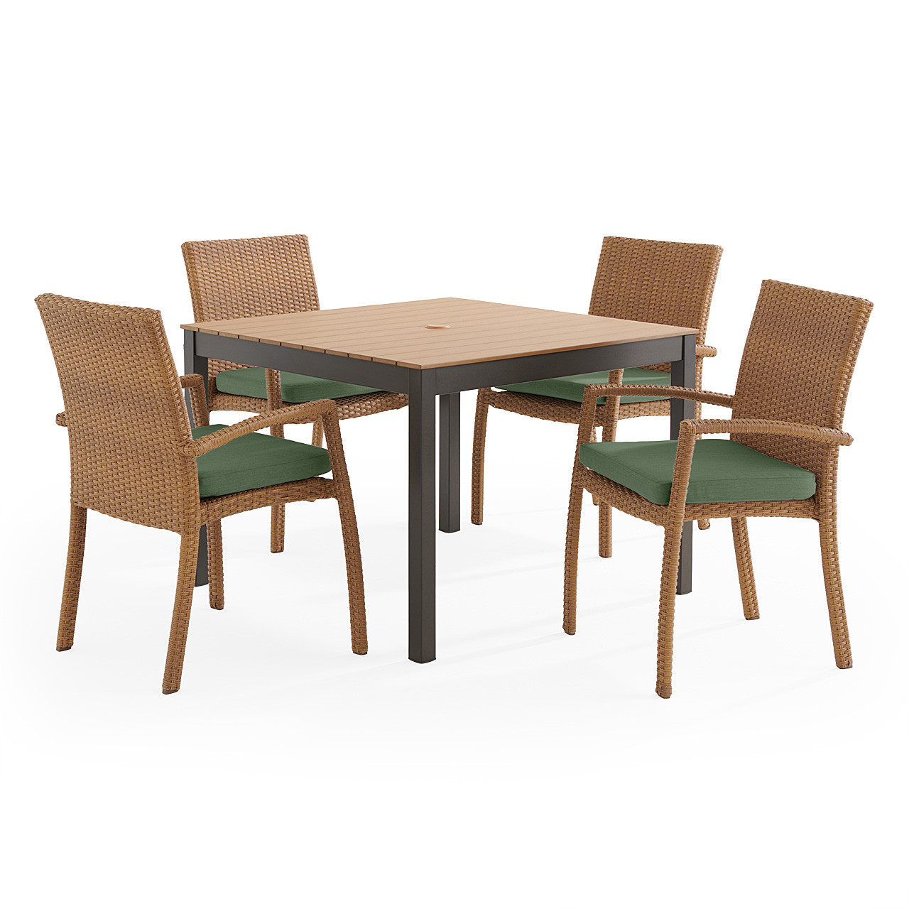 Sonoma Natural Outdoor Wicker 5-Piece Dining Set with Cushions and 40 in. Square Table
