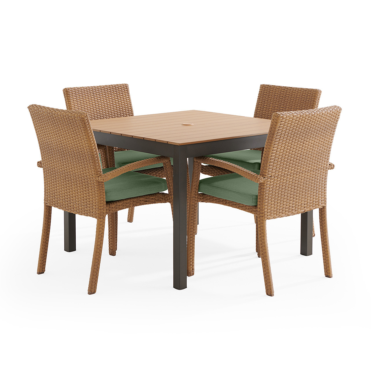 Sonoma Natural Outdoor Wicker 5-Piece Dining Set with Cushions and 40 in. Square Table