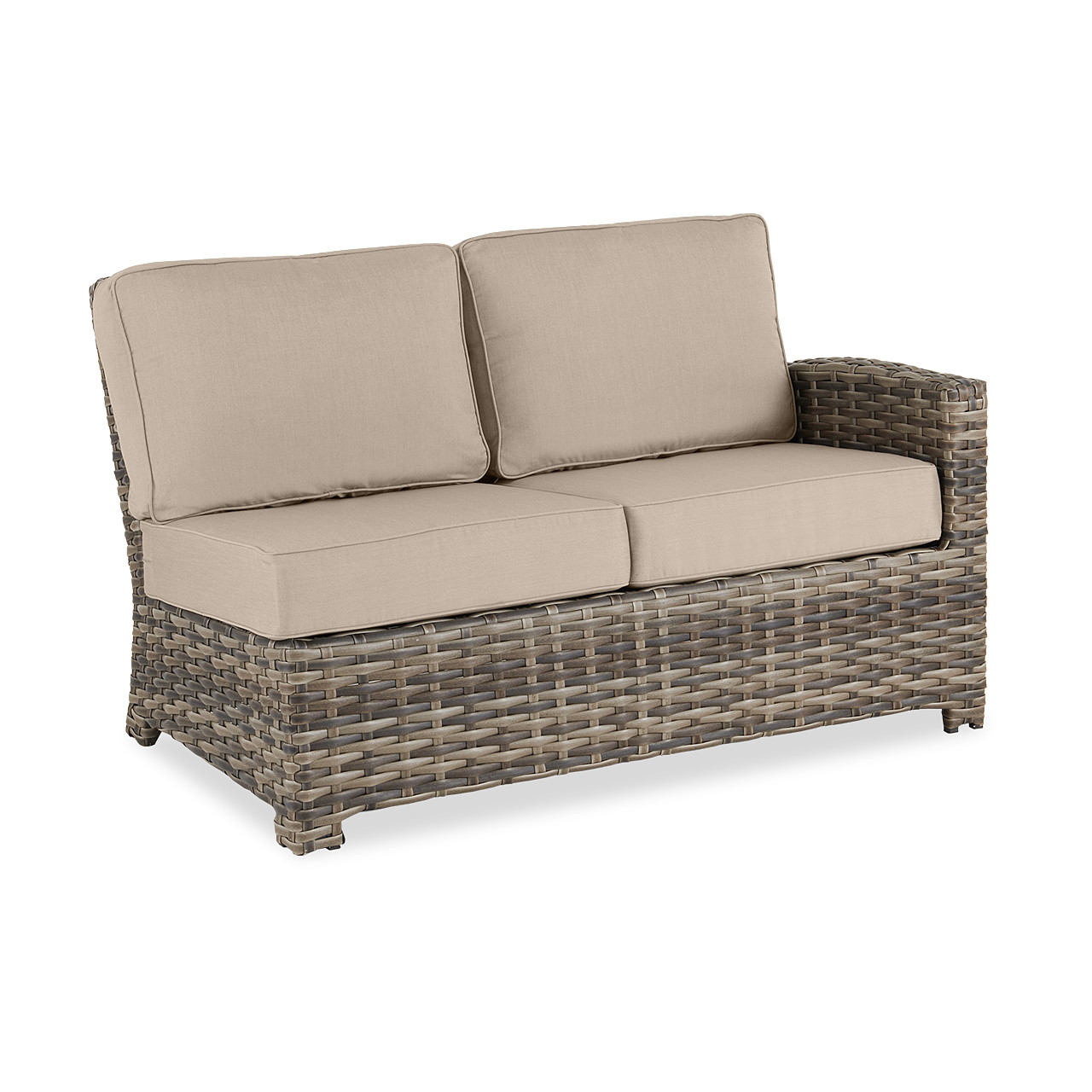 Sonoma Husk Outdoor Wicker 4-Piece Sectional with Cushions and 54 in. Diameter Gas Fire Pit Table