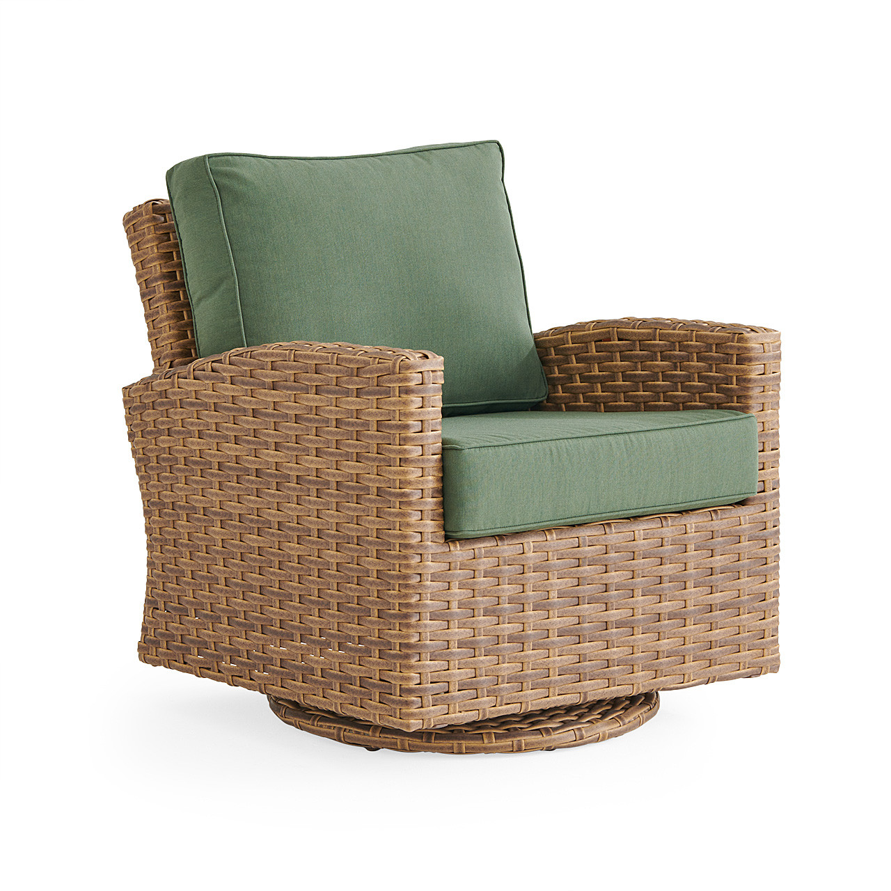 Sonoma Wicker 6 Pc Sofa Set with Swivel Chairs and Rectangular Wicker Lounge Table, Natural