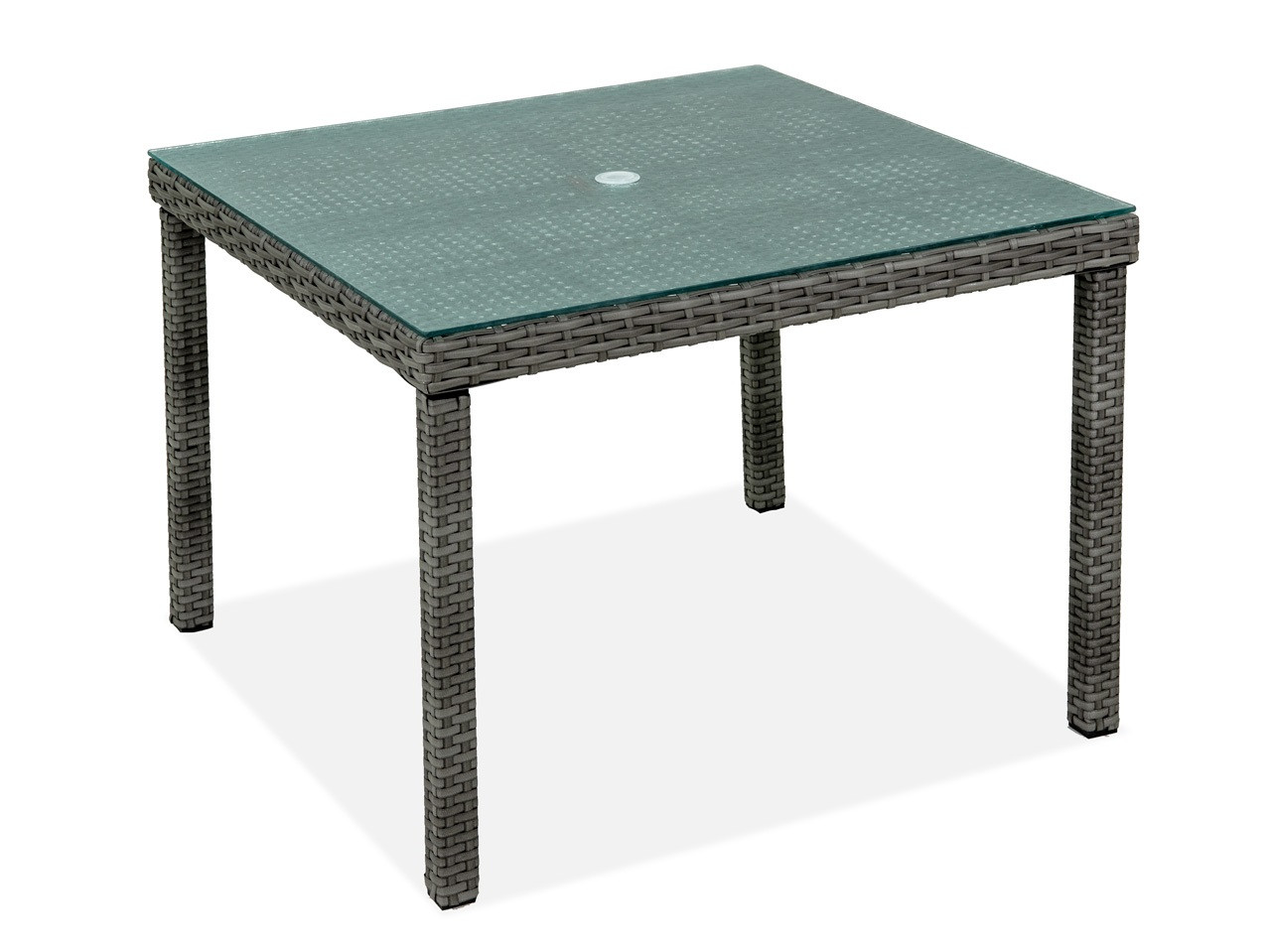 Havana Saddle Grey Outdoor Wicker 42 in. Sq. Glass Top Dining Table