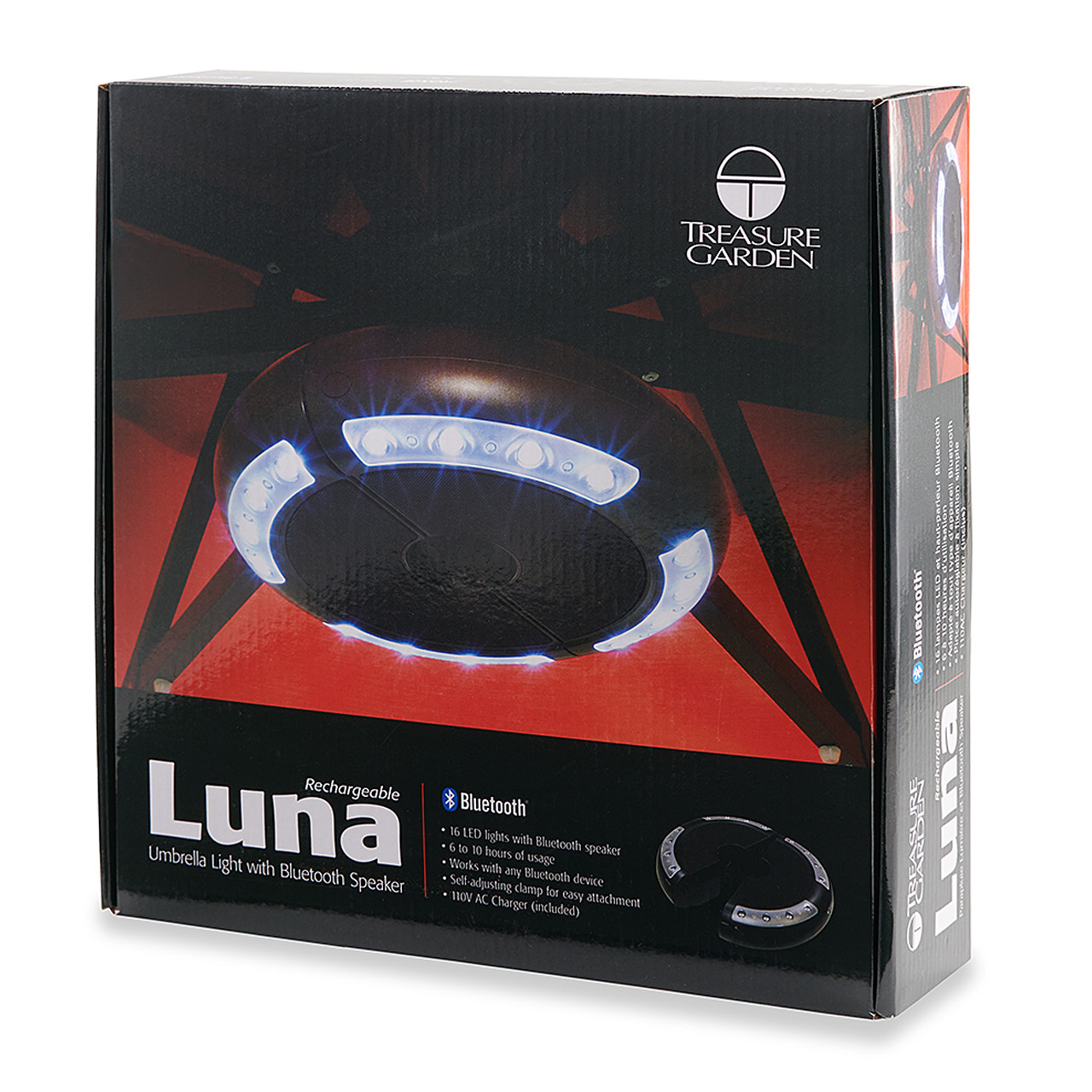 Luna Bronze Recharge Umbrella Clamp-on Light with Bluetooth Speaker