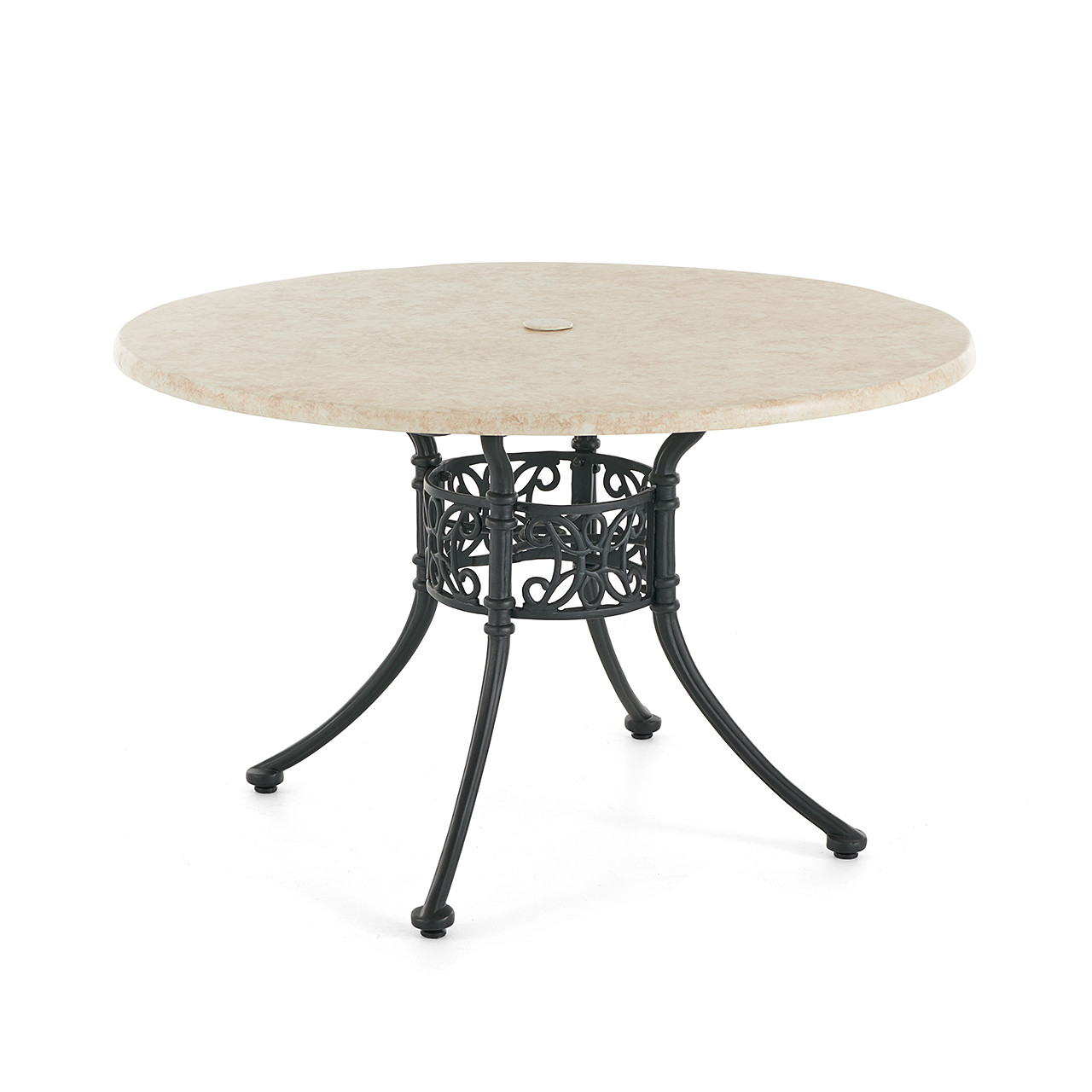Chateau Rust Cast Aluminum 48 in. D Marble Top Dining Table