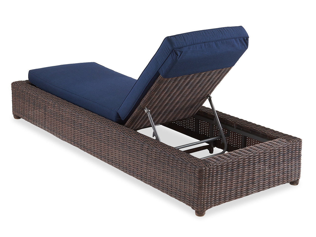 Valencia Sangria Outdoor Wicker and Spectrum Indigo Cushion Cabana Chaise Lounge