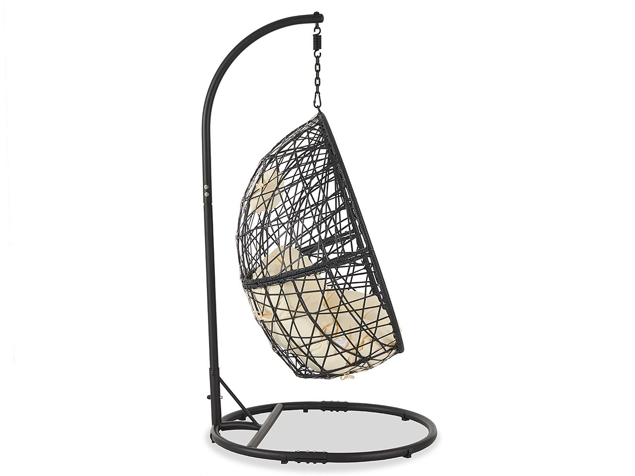 Damson Black Outdoor Wicker with Beige Cushion Hanging Swing Chair