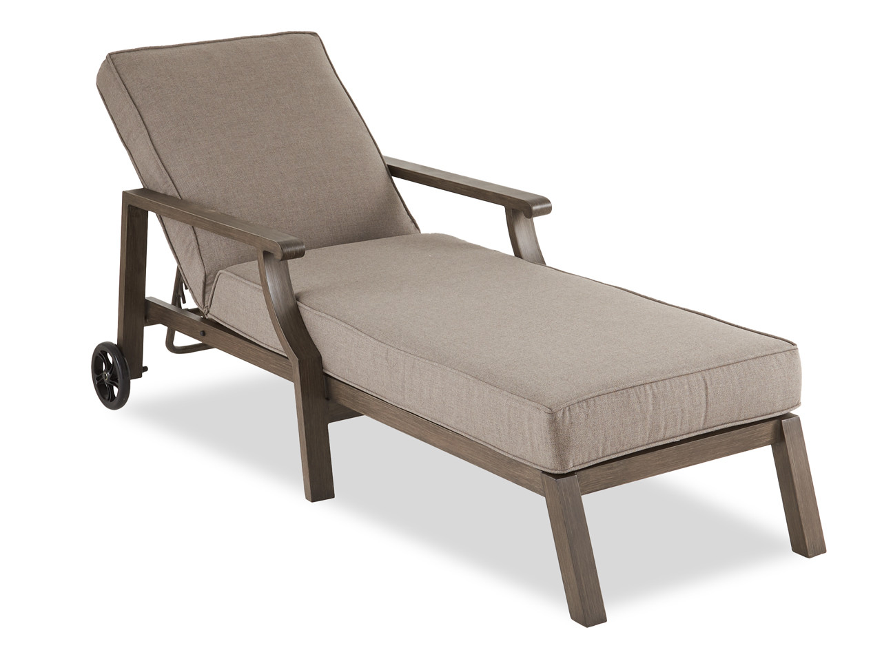 Monaco Weathered Teak Aluminum and Bliss Bark Cushion Chaise Lounge