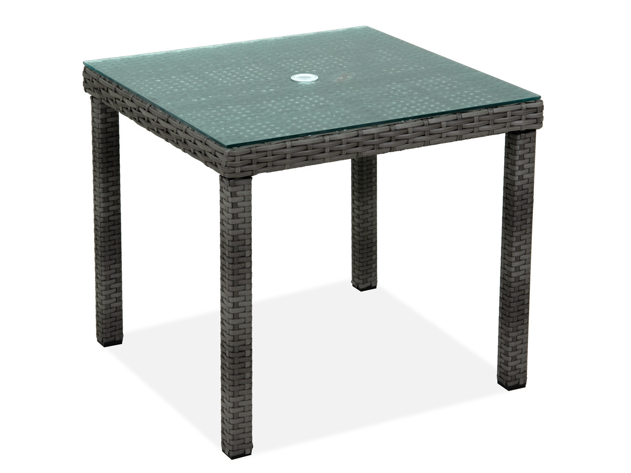 Havana Saddle Grey Outdoor Wicker 32 in. Sq. Glass Top Bistro Table