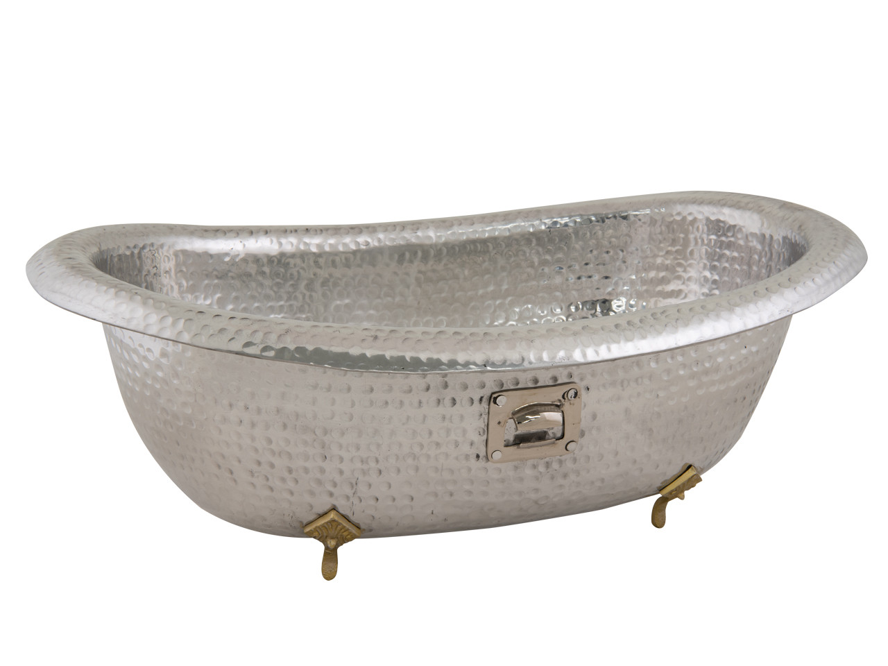 15 qt. Hammered Stainless Steel Beverage Tub with Brass Feet