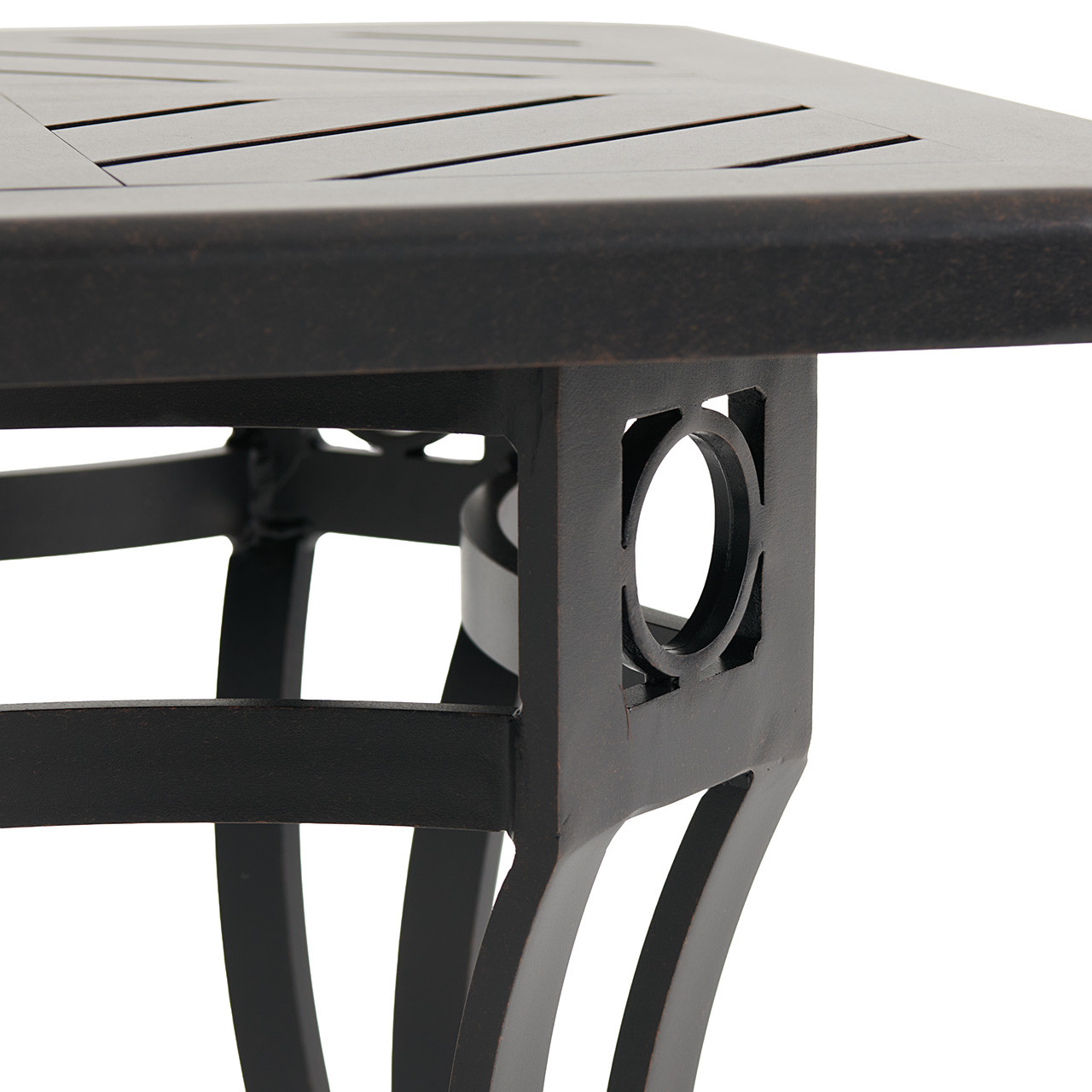 Eclipse Autumn Rust Cast Aluminum 27 in. Sq. Slat Top End Table
