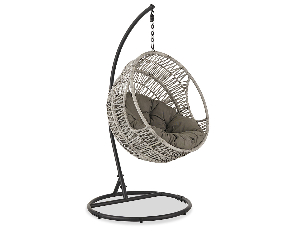 Santal Olive Grey Outdoor Wicker with Grey Cushion Cocoon Hanging Swing Chair