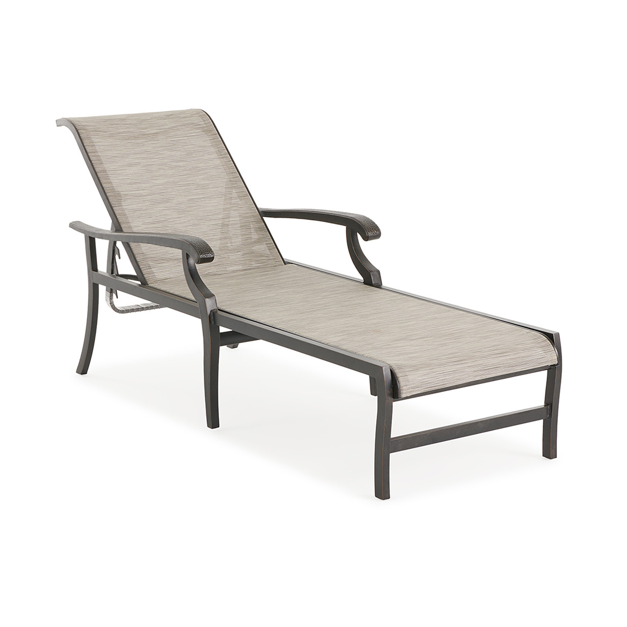 Turin Tawney Aluminum and Watercolor Tweed Pearly Sling Chaise Lounge